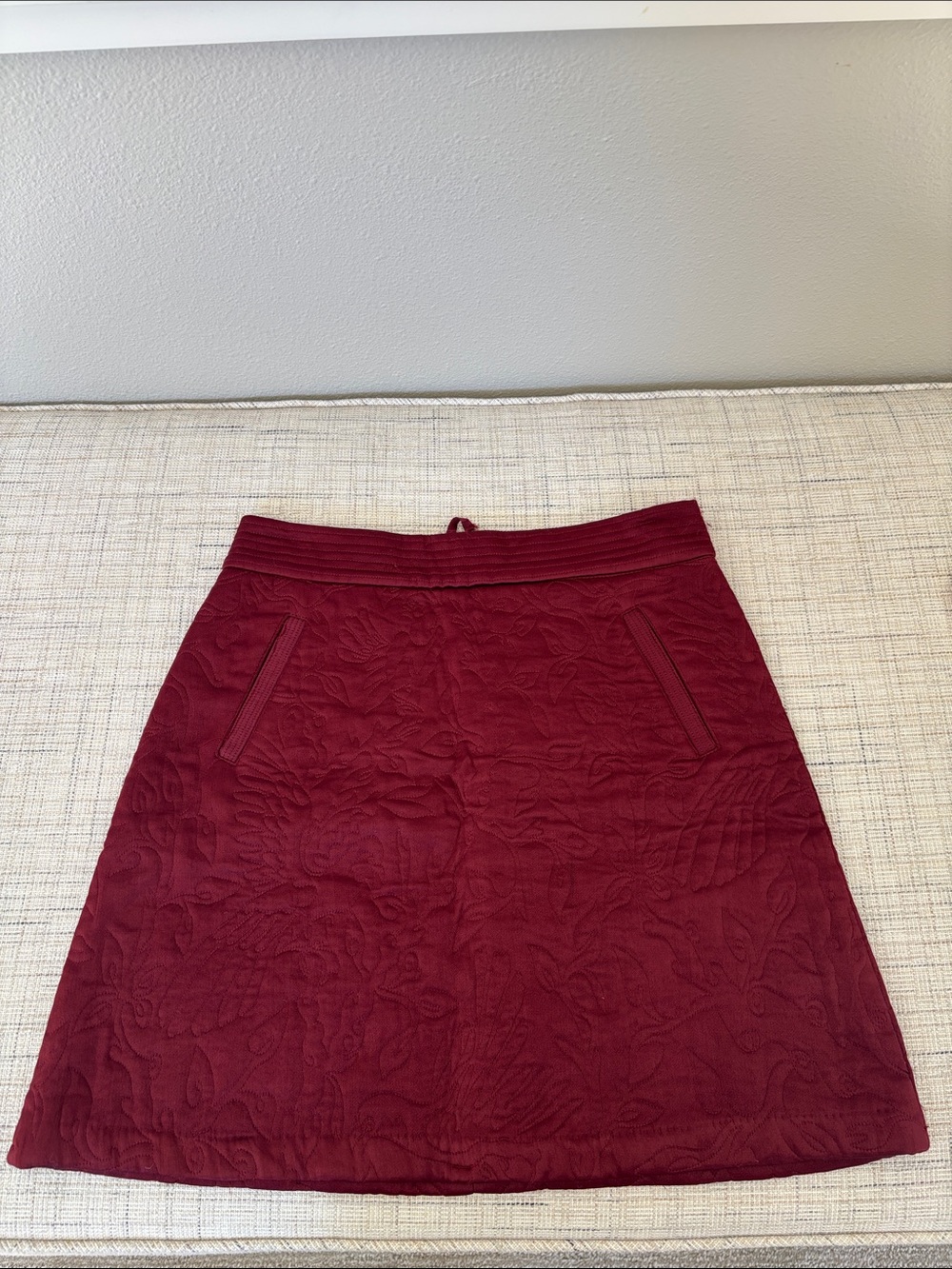 Maeve Women's Quilted A-Line Skirt in Deep Wine Red